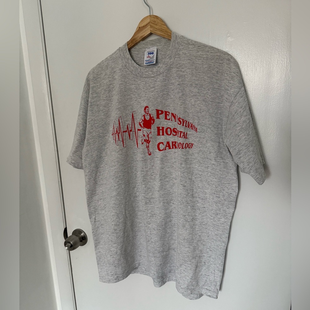 Jerzees Heather Gray Tee with Pennsylvania Hospital Cardiology Graphic